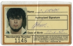 George Michael Signed 1981 Membership Card to the London Disco Bogart's, Then Frequented by the Young Superstar